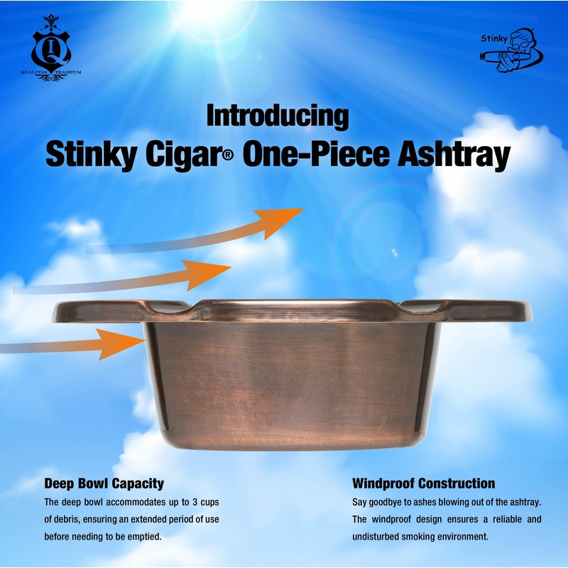 Stinky Cigar® One-Piece Ashtray (Distressed Copper Plated)