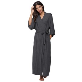 Women's Robes Long Kimono Robes Maternity Full Length Robes Soft Dressing Gown Sleepwear,Dark Grey