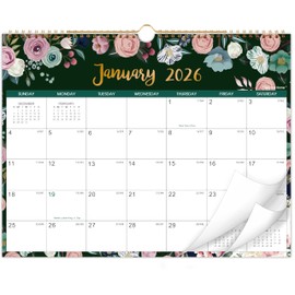 2026 Calendar - Jan. 2026 - Dec. 2026, 2026 Wall Calendar, 12-Month Calendar, 15" x 11.5", Twin-Wire Binding + Hanging Hook + Thick Paper + Unruled Blocks with Julian Dates - Floral
