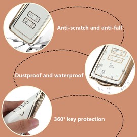 2 Pcs Car Key Cover for Renault Key Card Case TPU Car Key Holder - 4 Buttons Fob Compatible with Renault Fluence Duster Megane Kadjar-Clio Captur Espace Dacia Smart Car Key Case (White+Grey, 2 Pcs)