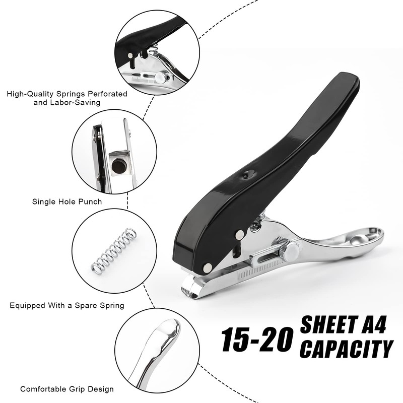 Paper Puncher, 8mm / 6/15 Inch Handheld Single Hole Punch