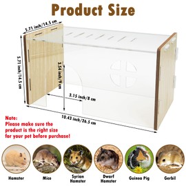 PINVNBY Acrylic Hamster Hideout Transparent Hamster Hide and House Small Animal Habitats Decor Hamster Cage Accessories for Syrian Dwarf Hamster Guinea Pig Gerbils Rat Mouse