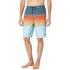 O'NEILL Men's 21 Inch Striped Santa Cruz Boardshorts - Quick Dry Swim Trunks for Men with Fabric and Pockets,Slate,34