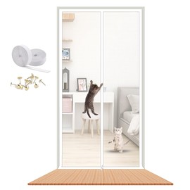 LAIJIANG Cat Screen Door 80x210cm Reinforced Cat Resistant Mesh creen Door Zipper Pets Proof Screen Door Prevent Pet Escape Door Curtains from Living Room, Bedroom, Patio