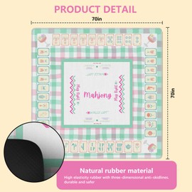 NATSUNO Pastel Pink and Green Gingham Mahjong Mat (31.5″x31.5″), Grandmillennial Chinoiserie Non-Slip Noise Reduction Mahjong Table Mat for American Mah Jong Poker Board Games Card Games Dominoes