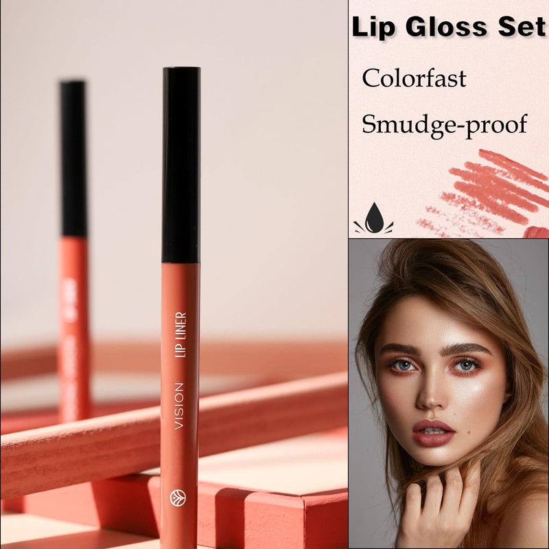 Liquid Lipstick Lip Liner Set, Waterproof & Smudge-proof Lip Gloss
