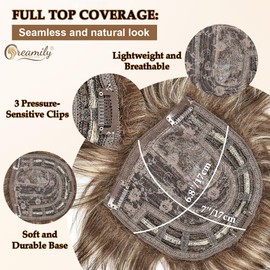 Creamily Hair Topper, Short Wiglet Hair Topper for Women with Thinning Large Coverage Synthetic Top Crown Clip-In Hairpiece for Women - Brown mix Blonde Highlight