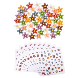 RELKLYU 50 pieces flower nail accessories and 10 pieces nail stickers, cartoon cute nail stickers, DIY nail art materials, nail art accessories.