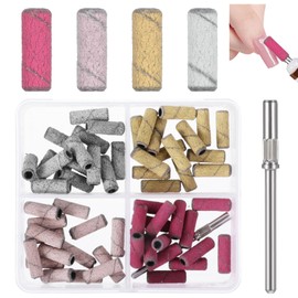 60 Pcs Sanding Bits for Nail Drill Mini Nail Drill Bits with Mandrel Bit 80/120/180/240 Grit Fine Grit Nails File for Acrylic Nails Gel Manicures and Pedicure Electric File Accessories Manicure
