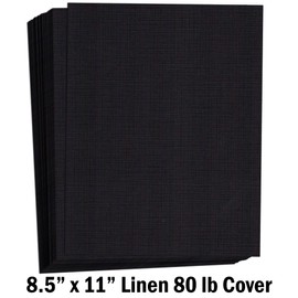 Hamilco Colored Cardstock Scrapbook Paper 8.5x11 Linen Textured Color Card Stock Paper Black 80 lb Cover 50 Pack