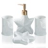 Bathroom Accessories Set, 4 Pcs Beach Starfish Ensemble Sets Ceramic