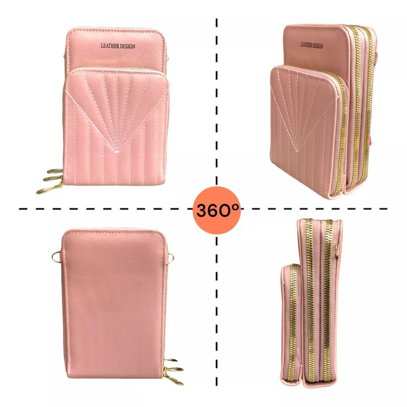 A4F-SOLUTIONS Cartera Mujer Porta Celular Correa Ajustable Con Cierres