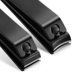 FVION 2 Piece Nail Clippers Set, Sharp Curved and Straight Nail Clippers for Fingernails and Toenails, Premium Nail Clippers Stainless Steel, Nail Clippers Nail Clipper (Black)