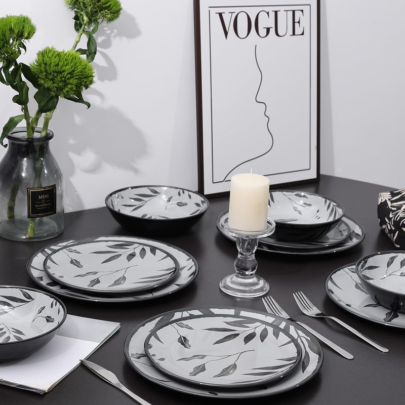 Lechoo 12pcs Melamine Dinnerware Set - Service for 4 Melamine