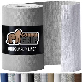 Gorilla Grip DripGuard Drawer and Shelf Liner for Cabinet, Slip Resistant Non Adhesive Protection for Kitchen, BPA Free Smooth Surface Plastic Liners for Cabinets, Bathroom Drawers, 17.5x10 Light Gray