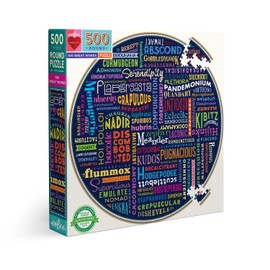 eeBoo 500 Piece Puzzle - 100 Great Words Jigsaw Puzzle for Adults, Circular with 23" Diameter Made with Recycled Board & Vegetable-Based Ink
