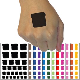 Slice of Bread Toast Solid Doodle Temporary Tattoo Water Resistant Fake Body Art Set Collection - Dark Green (One Sheet)