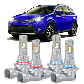 Fit For Toyota RAV4 2006-2015 Front Light Bulbs Combo, 9005 High Beam+9006 Low Beam, 800% Brightness, 6000K White, Plug and Play, 1:1 Size, No Errors, 4-Pack