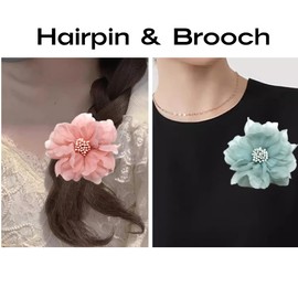 Fabric Flower Brooch Silk Corsage Pin Women Hairpin Accessorize Banquet Party Jewelry Gift-Apricot