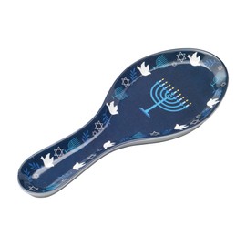 UPware Hanukkah Melamine Spoon Rest, Cooking Spoon Holder for Stove Top, Kitchen Counter, and Dining Table, 9.625 Inch, Blue