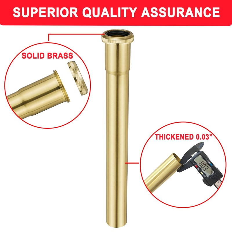 1-1/4 O.D x 12" Brass Slip Joint Extension Tube, Heavy