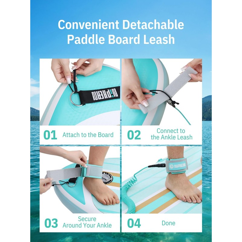 niphean Surfboard Leash 3–10ft, Coiled Paddle Board Leash SUP Ankle