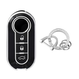 OFFCURVE Car Key Case, Key Cover, Car Key Protective Case with Key Fob for Fiat 500 Lancia Punto Panda Ypsilon Delta Grande Bravo Musa
