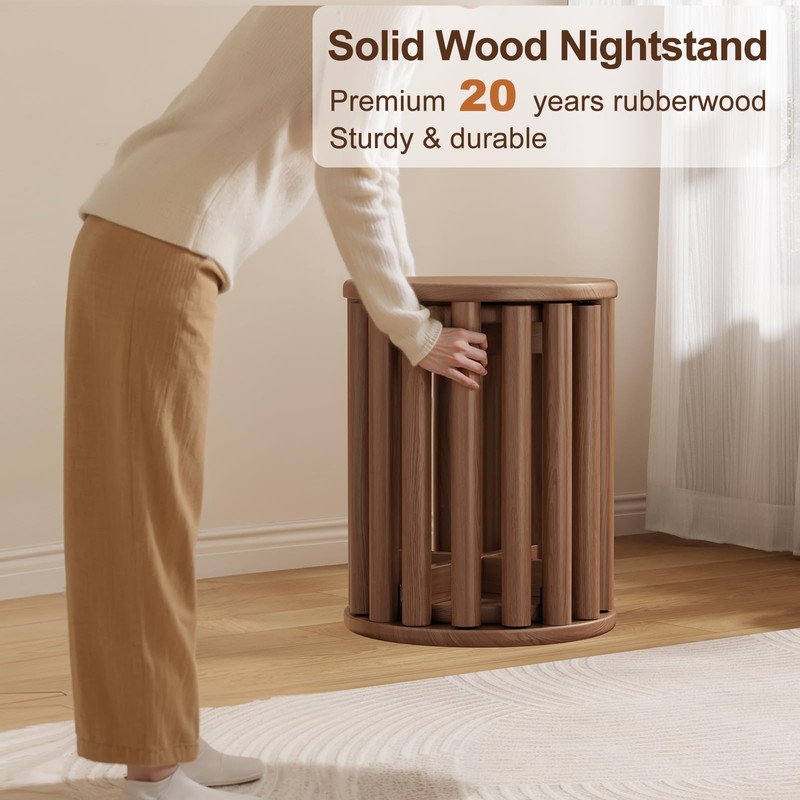 WoodsWhisper Stackable Stools Set of 4,4-in-1 Wood Stool,Round Wooden Stools