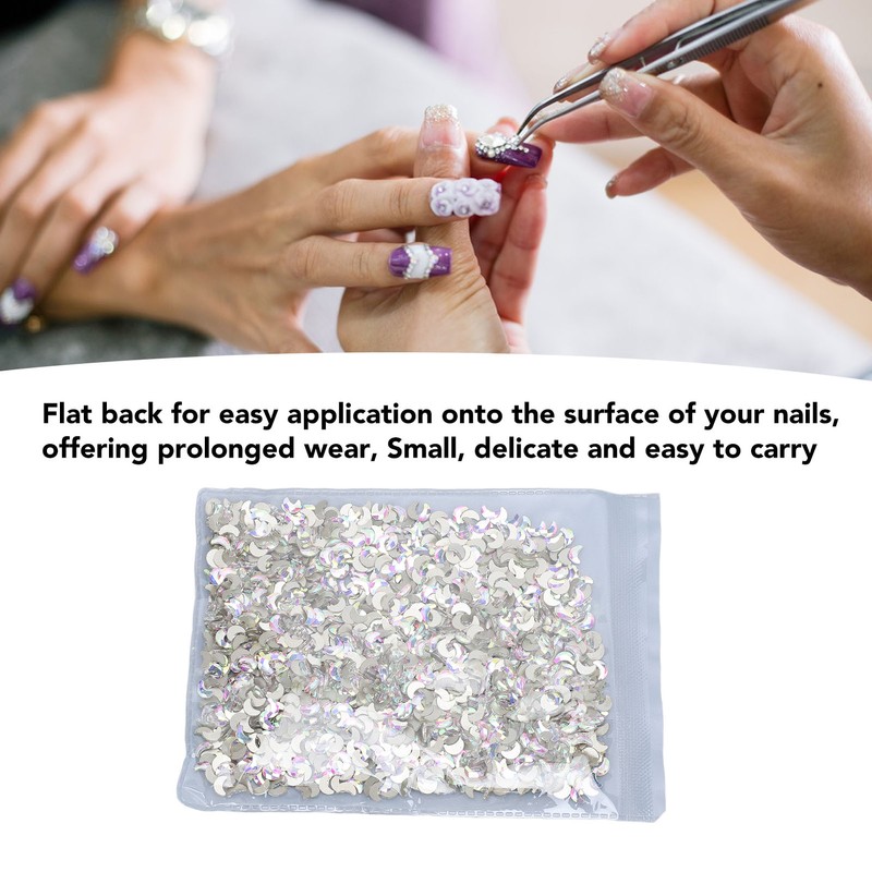 Crescent Moon Rhinestone Flatback Nail Art Jewelry Glittering Secure Fit