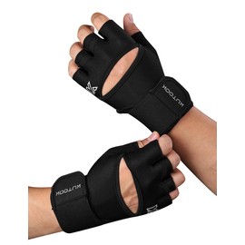 KUTOOK Rowing Gloves Fitness Calisthenics Gloves Strength Training Bodybuilding with Wrist Protection Training Gloves Men Women Shock Absorbing with Palm Pad for Crossfit Black XL