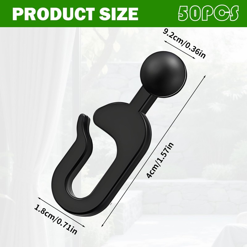 50 Pcs Plastic Gazebo Curtain Hooks,Smooth Sliding Track Hooks,for Mosquito