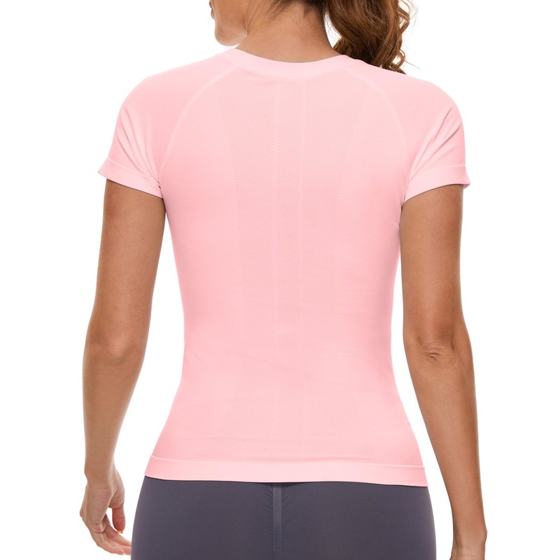 MathCat Workout Shirts for Women Short Sleeve Seamless Yoga Athletic