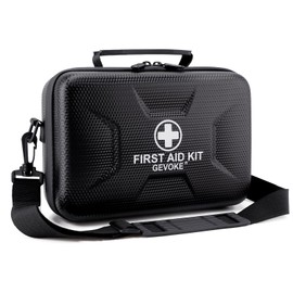 GEVOKE 410 Piece Waterproof Hard Shell First Aid Kit for Home, Car, Travel, Camping, Truck, Hiking, Sports, Office, Vehicle & Outdoor Emergencies - Emergency Medical Kits (Black)