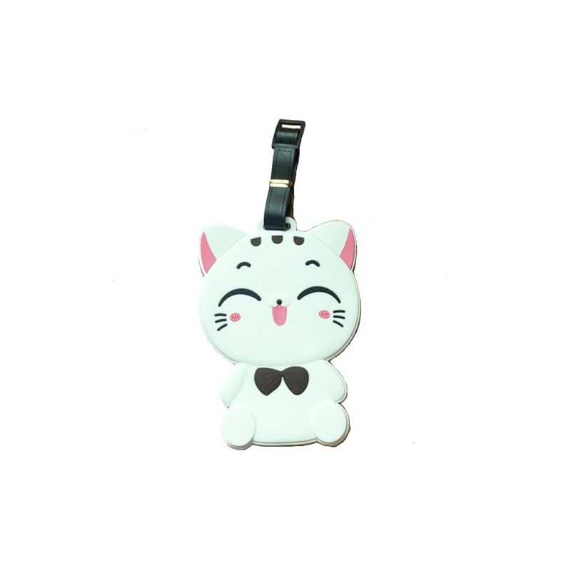 Tapp C. Travel Luggage Name Tag - White Cute Cat