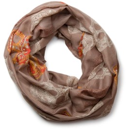 styleBREAKER Loop tube scarf in Mexico style with skull pattern, scarf, scarf, scarf, women's 01018055, beige