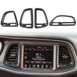 Voodonala for Challenger ABS Carbon Fiber Center Consoles AC Outlet Vent Cover Trim for 2015-2023+ Dodge Challenger Interior Accessories, 4pcs