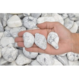 Fantasia Materials: 5 lbs Tumbled White Howlite (Magnesite) Stones from Africa - 1.5" to 2.25" avg. (Size #9)