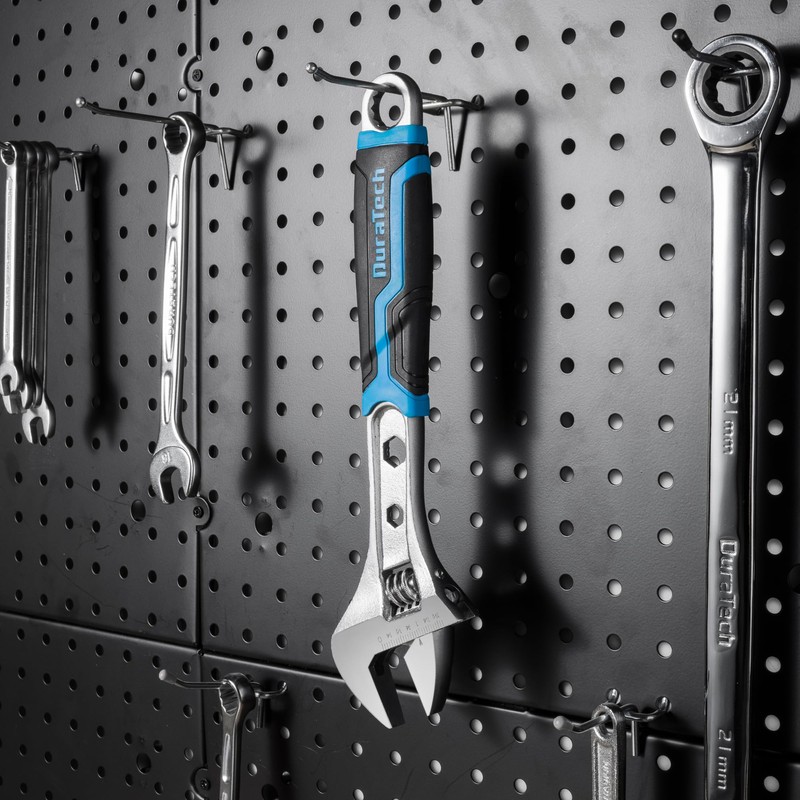 DURATECH 12 Inch Adjustable Wrench, 3-in-1 Spanner with Box End/Hex