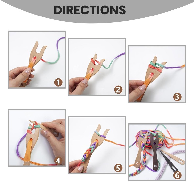 Pack of 2 Knitting Fork, Knitting Fork for Children, Wooden