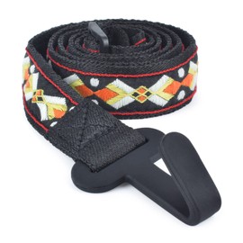 CLOUDMUSIC Ukulele Strap Clip On No Drill J Hook For Soprano Concert Tenor Baritone With Hawaiian Tribal Pattern(Vitage Pattern In Black)