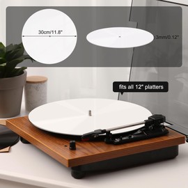 Rockhouse White Acrylic Slip Mat Vinyl with Record Mitt, Turntable Platter Record Player Mat DJ Slipmats for 12'' Vinyl Turntable Antistatic, Reduce Noise