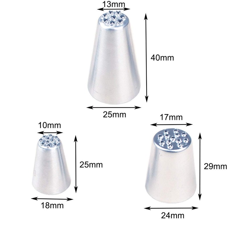 7 Pieces Large Piping Tips Set, 3Pieces Russian Grass Cream