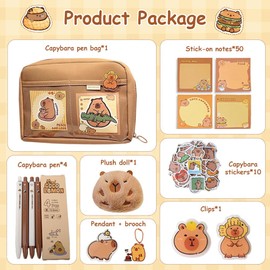 LOMUG Capybara Stationery Set, Cute Stationery Gift Set for Children, Capybara Pencil Case, Aesthetic Pencil Case Capybara, Capybara Stationery Set for School Children Students Stationery Supplies