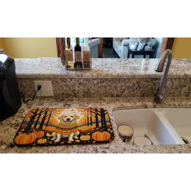 Caroline's Treasures DAC1056DDM Yellow Labrador Retriever Fall Dish Drying Mat Absorbent Dish Drying Mat Pad for Kitchen Counter Dish Drainer Mat for Countertop, 14 x 21", Multicolor