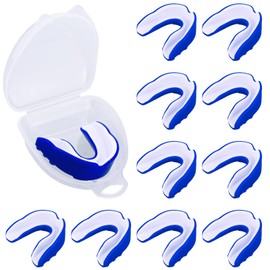 10 Protectores Bucales Deportivos Guardia de Goma Armadura de Dientes Guardián de Juego para Boxeo Baloncesto Fútbol Hockey Karate Baloncesto Lacrosse (Azul, Blanco)