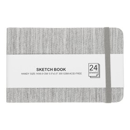 PATIKIL 5.5x3.5 Watercolor Sketchbook, 24 Sheet 300GSM/203lb Watercolor Paper Sketchbooks Acid Free Watercolor Journal Hardcover Artists Paper Pads for Painting, Light Gray