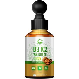 LEGRANO Vitamin D3 K2 Drops with Walnut Oil – High Potency Liquid Vitamin D 10000 IU & MK7 200 mcg – D3 K2 Vitamin 10000 IU Supplement for Bone, Muscle & Immune Support – Non-GMO, 2 fl oz (60 ml)