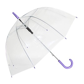 UNIWARE 23" Dome Straight Auto Open Umbrella, 23", Fashion Umbrella, Compact Automatic Rain Umbrella,Clear, Transparent (Purple)