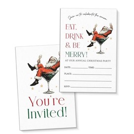 YLKJSTYS Christmas Cocktail Party Invitations, Christmas Party Invitations, Xmas Invites for Birthday Party Bridal Shower Baby Shower Rehearsal Dinner (20 Cards with Envelopes) Double Sided Design