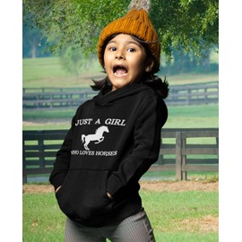 Tstars Just a Girl Who Loves Horses Hoodie for Girls Youth Equestrian Hoodies Gift Horseback Riding and Fans X-Large Black